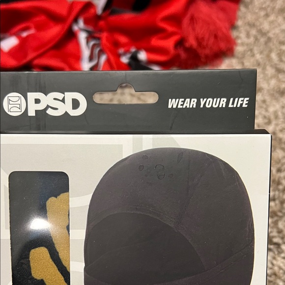 PSD Black Hooded Mask with Yellow Accents - Picture 2 of 5